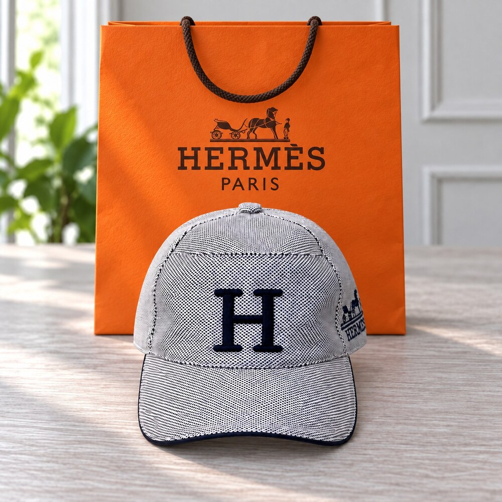 Hermes Light Gray H Logo Cap